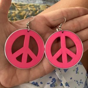 Pink peace signs earrings